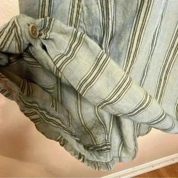 Vlas Blomme stripe linen flax maxi skirt cottage core Kortrijk linen - Picture 3 of 6